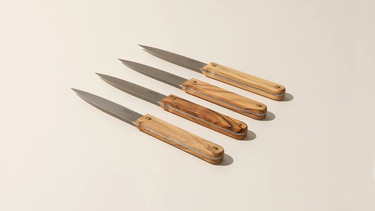 steak knives olive wood set